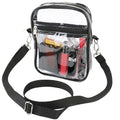 Clear PVC crossbody bag with see-through panels, zip pockets and an adjustable strap; Best Product Finds