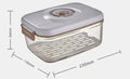 Food Vacuum Storage Box by Anti Spier; clear plastic container with gray vacuum pump lid, 230mm x 130mm x 84mm
