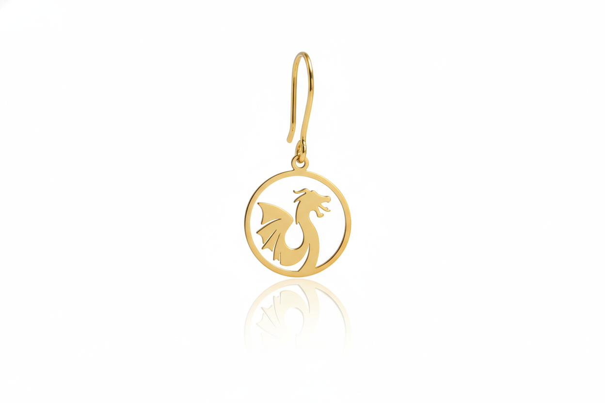 Sterling silver dragon dangle earrings.