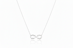 Personalized sterling silver infinity family name necklace.