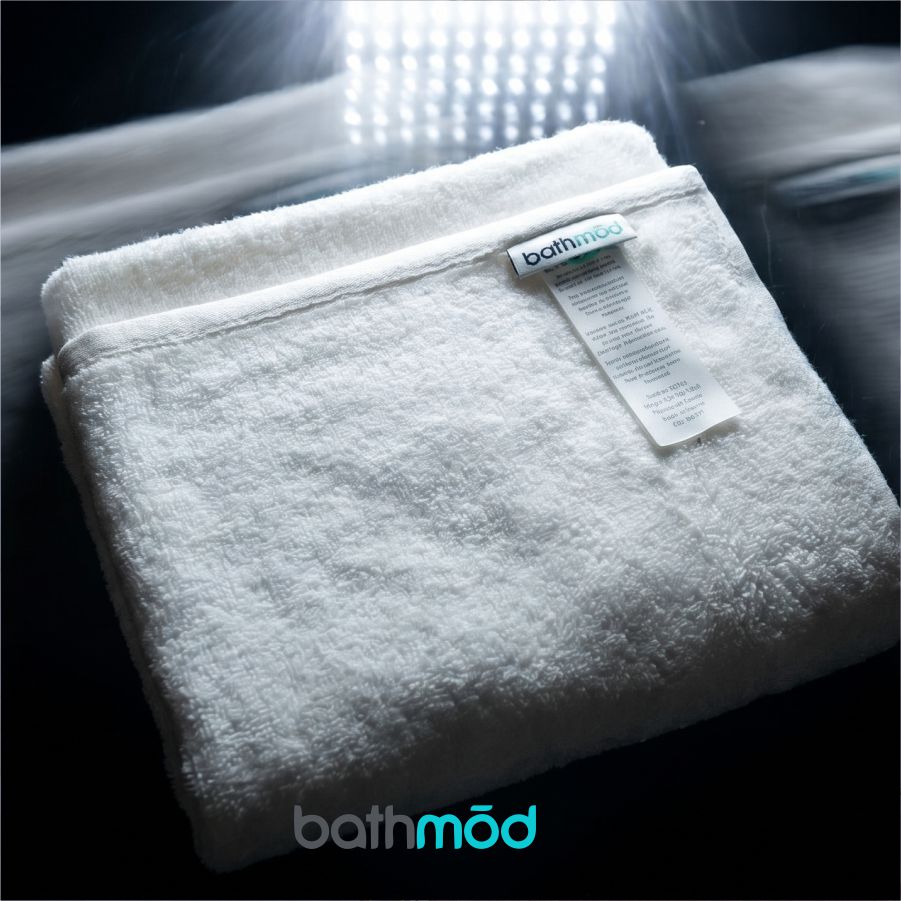 Luxury Organic Bath Mats Four Pack, white bath mats by ecobrands with bathmod watermark
