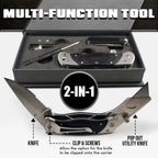 Holtzman's Gorilla Survival premium utility knife set, 2-in-1 black folding box cutter with belt clip