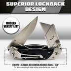 Holtzman's Gorilla Survival folding utility knife with belt clip and heavy-duty dual blades