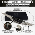 Premium Utility Knife folding pocket knife with belt clip and dual blades, Holtzman's Gorilla Survival