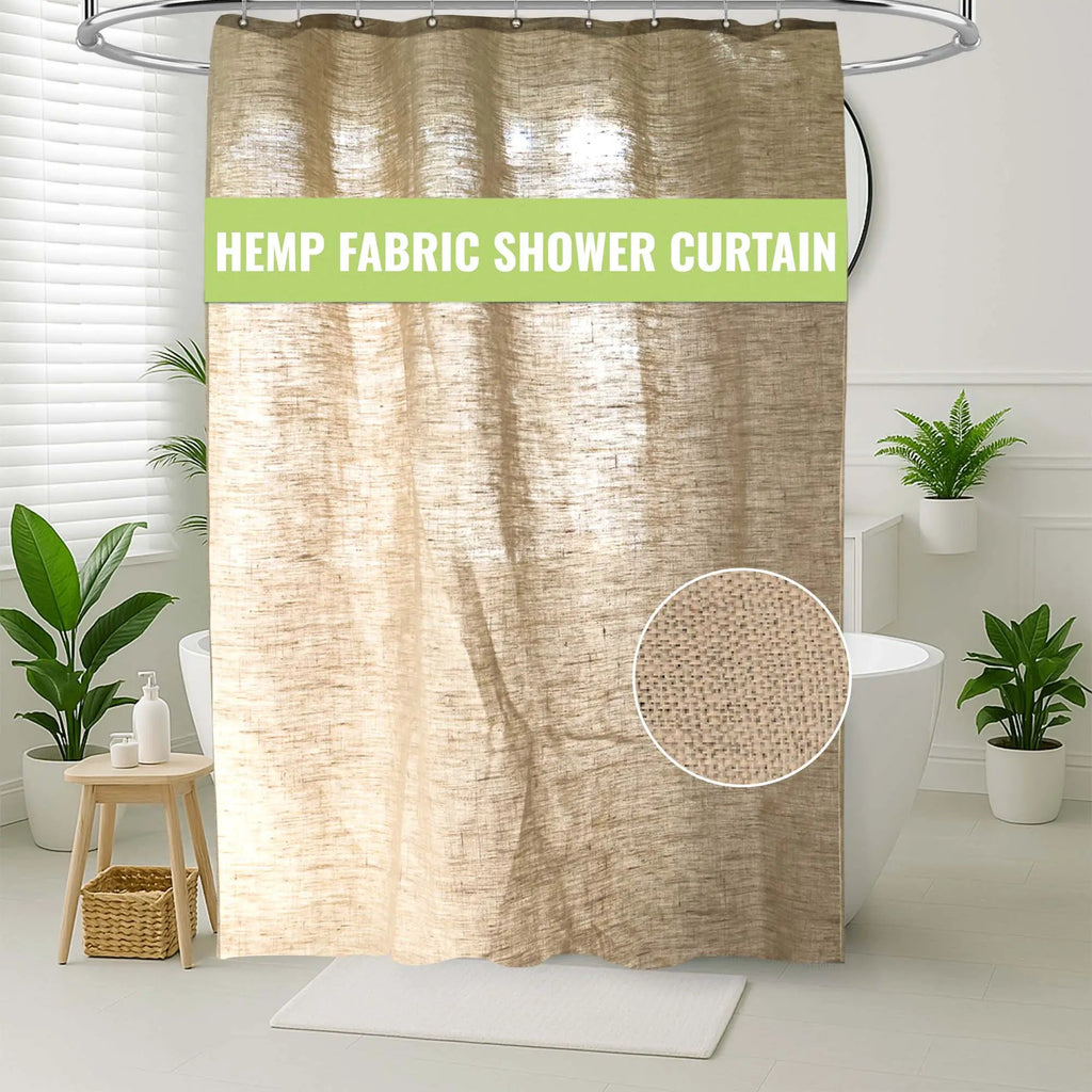 Organic Hemp Shower Curtain for Natural Plastic Free Bath Tub and Stall Sizes Made in USA by Bean Products