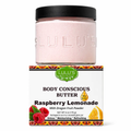 Raspberry Lemonade Whipped Body Butter jar in pink by Lulu’s Holistics on decorative box