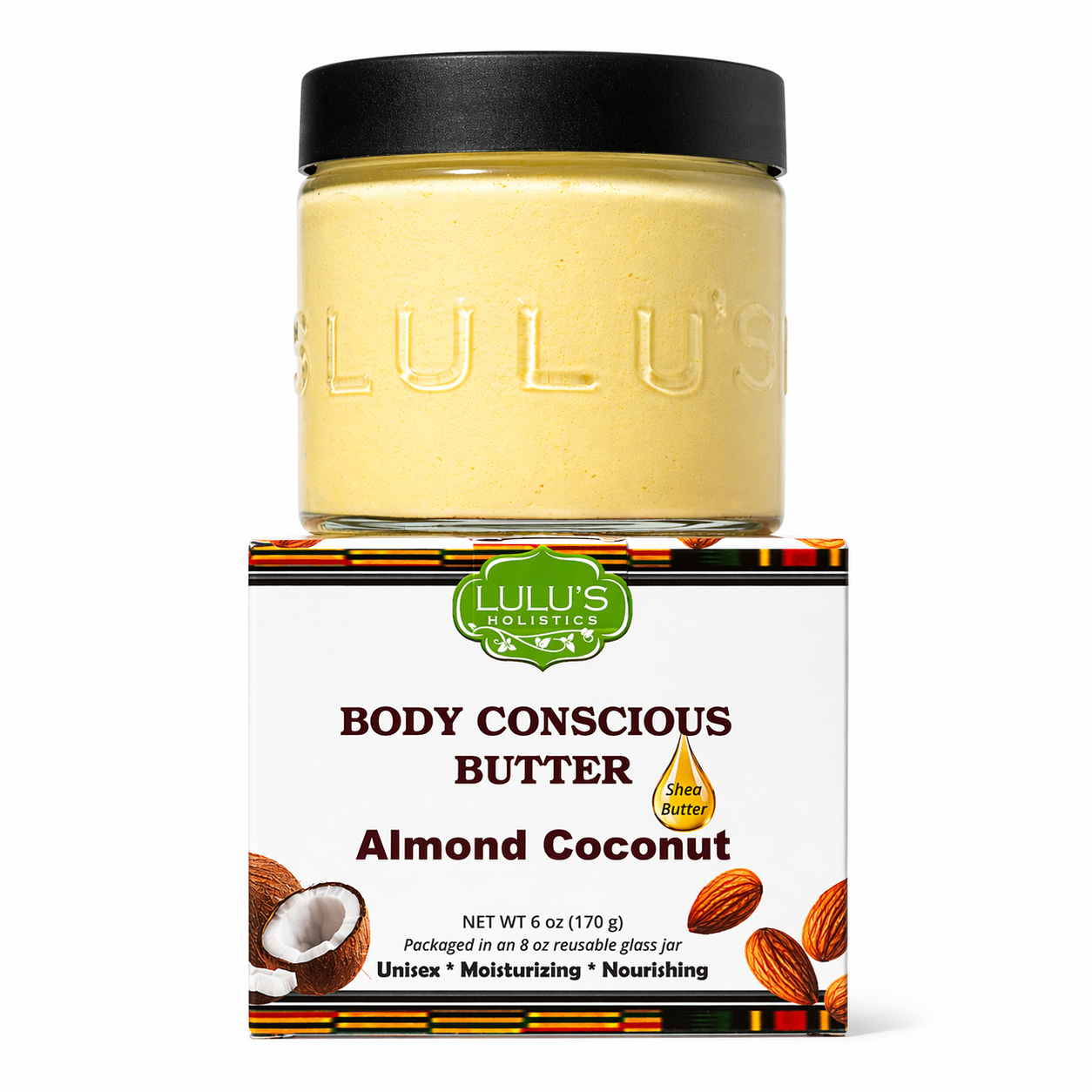 Lulu's Holistics original almond coconut whipped body butter.