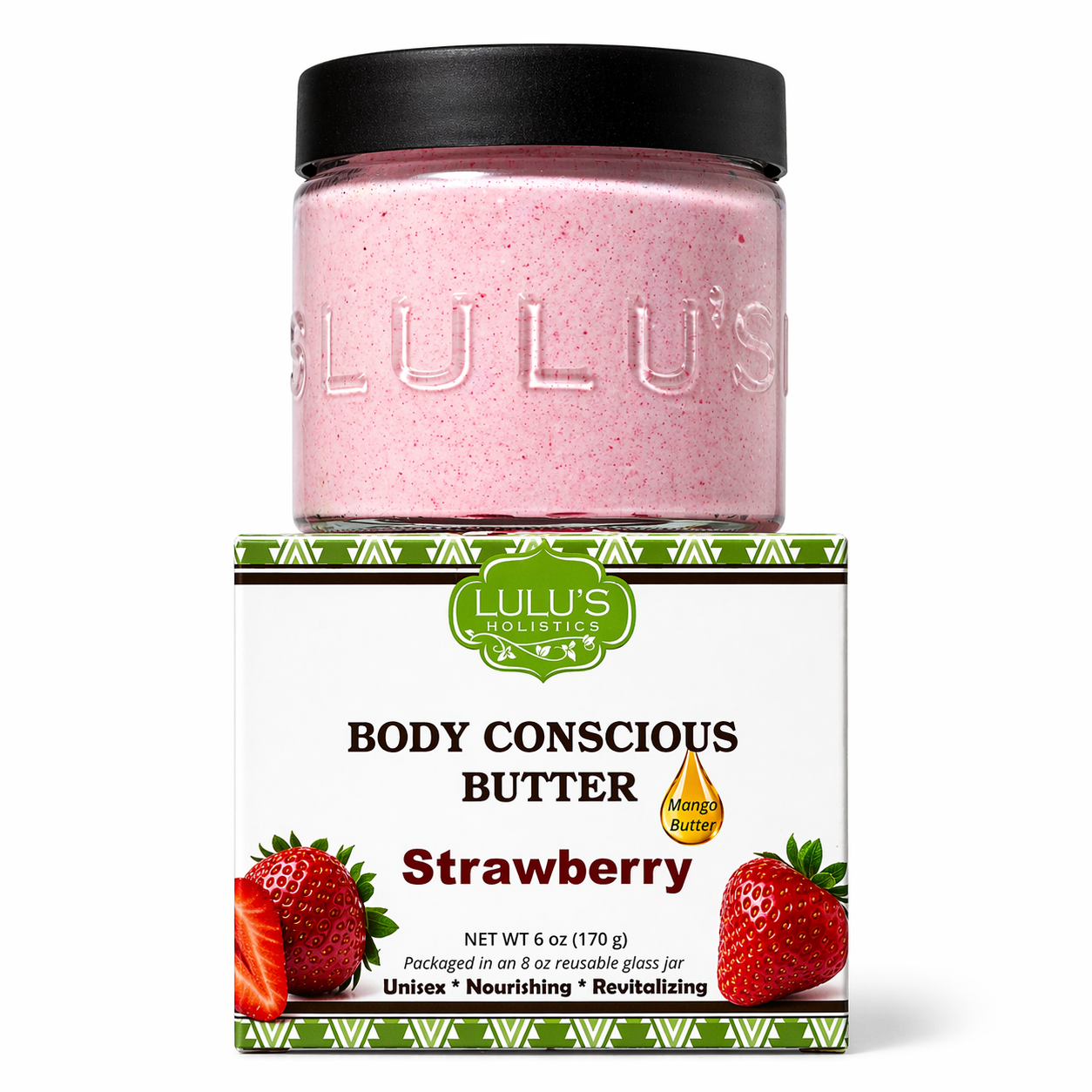Lulu's Holistics strawberry and dragon fruit whipped mango body butter.
