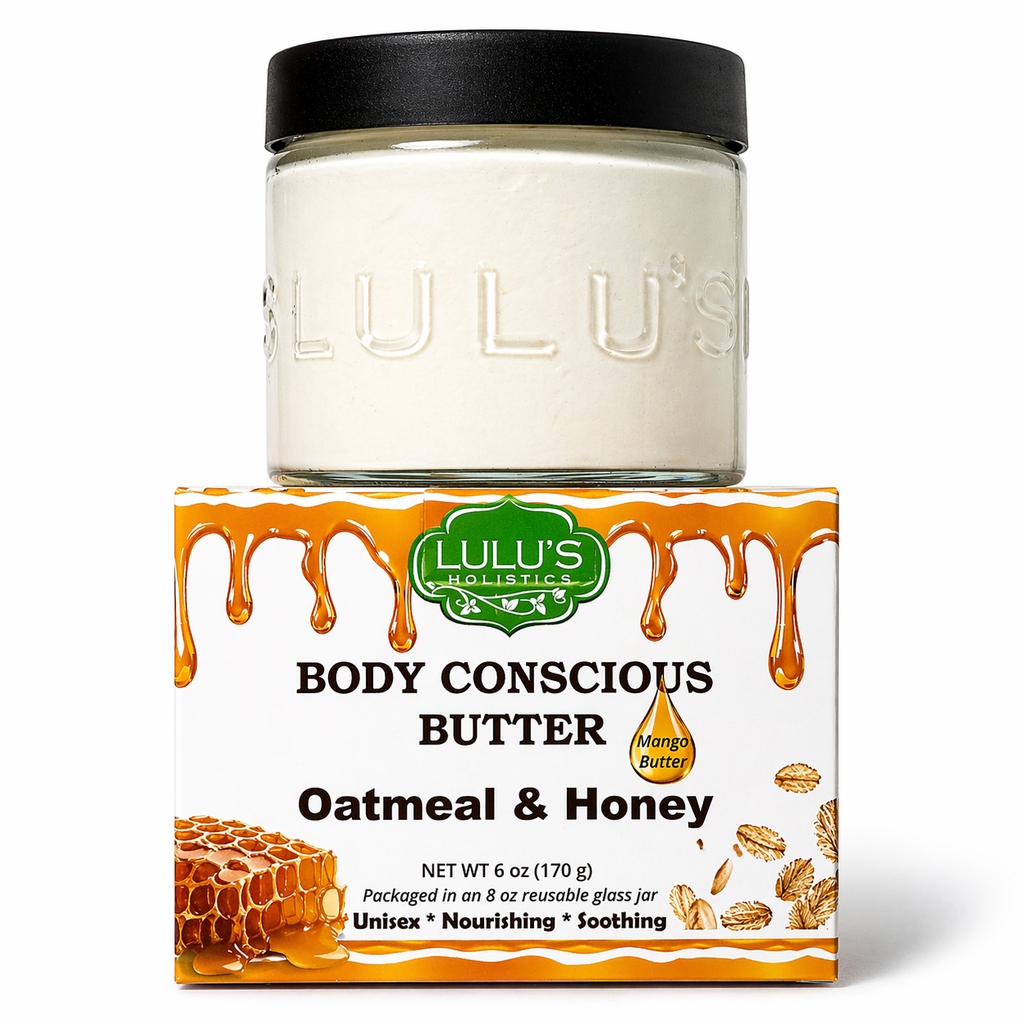 Lulu's Holistics oatmeal and honey whipped mango body butter.