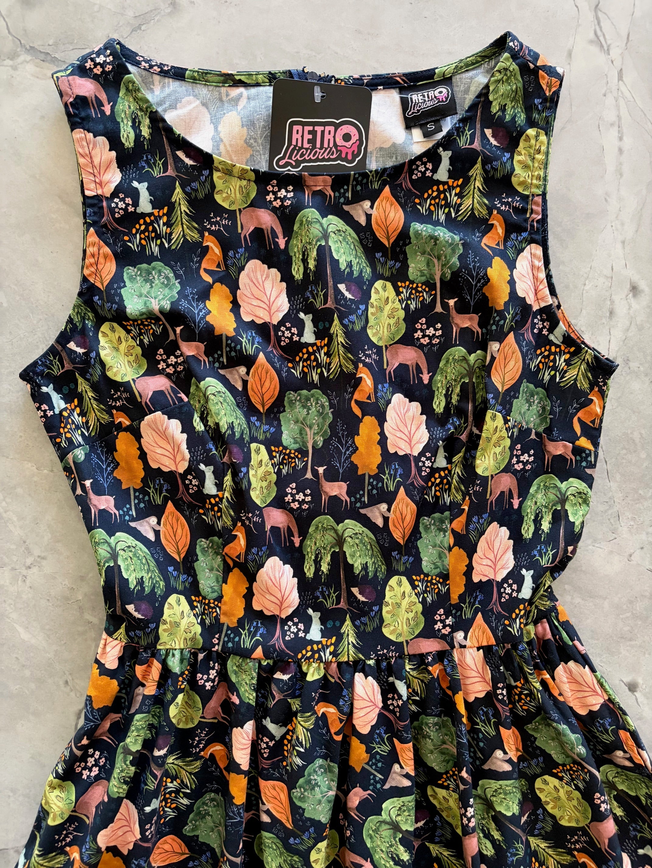 Woodland Midi Dress in Navy