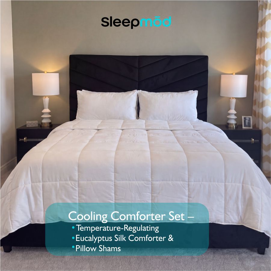 Cooling Comforter Set – Temperature-Regulating Eucalyptus Silk Comforter & Pillow Shams