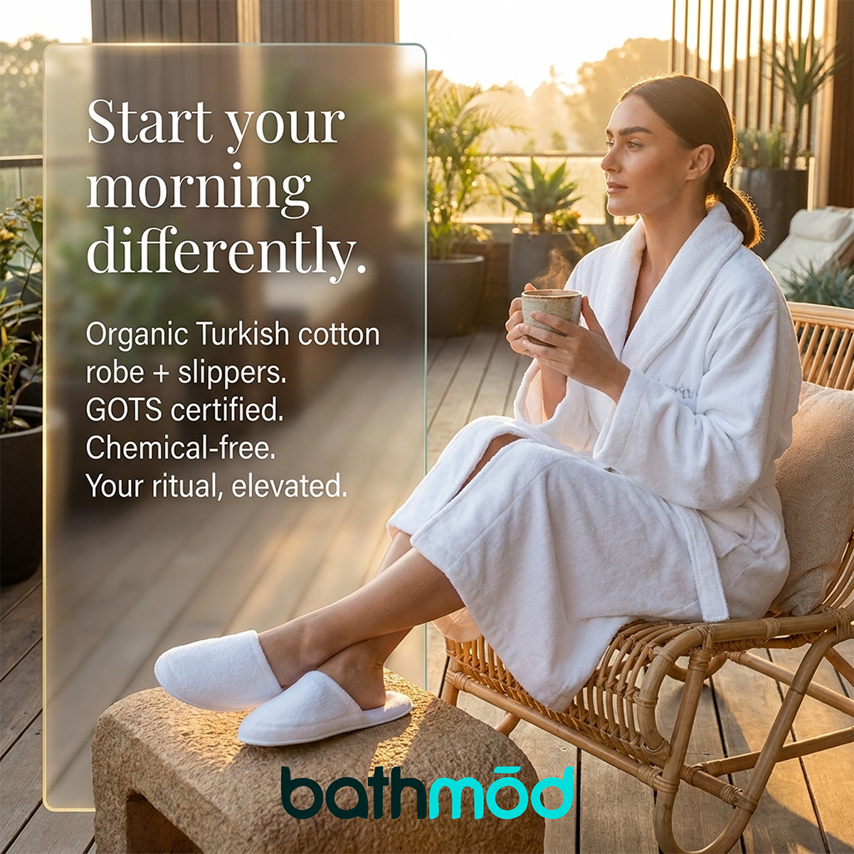 Luxury Organic Bathrobe & Slipper Set