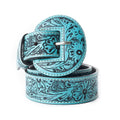 Myra USA Talon High Azure Tooled Leather Belt with Western Embossed Floral Design