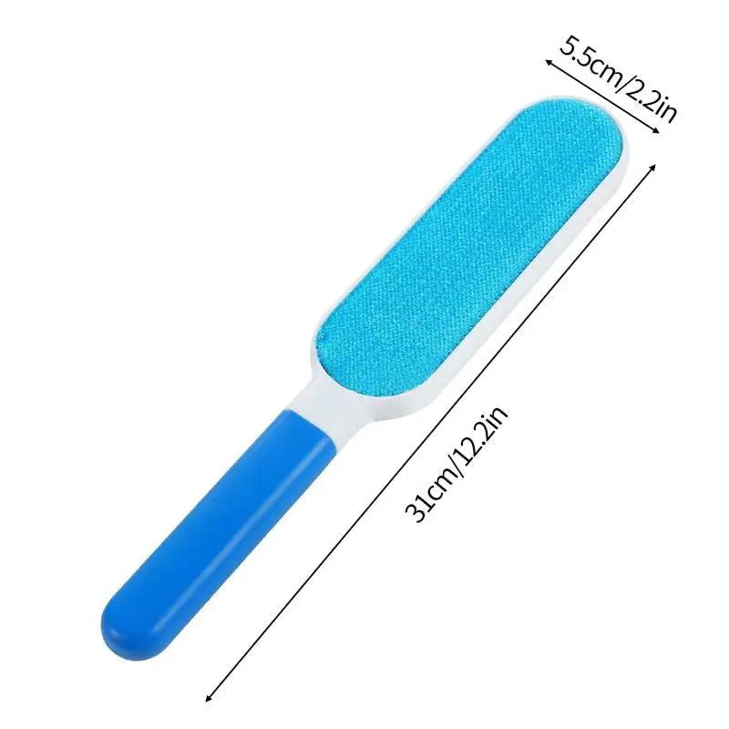 Stevvex Pet Hair Remover Brush, double-sided lint brush with blue fabric pad, 31 cm long