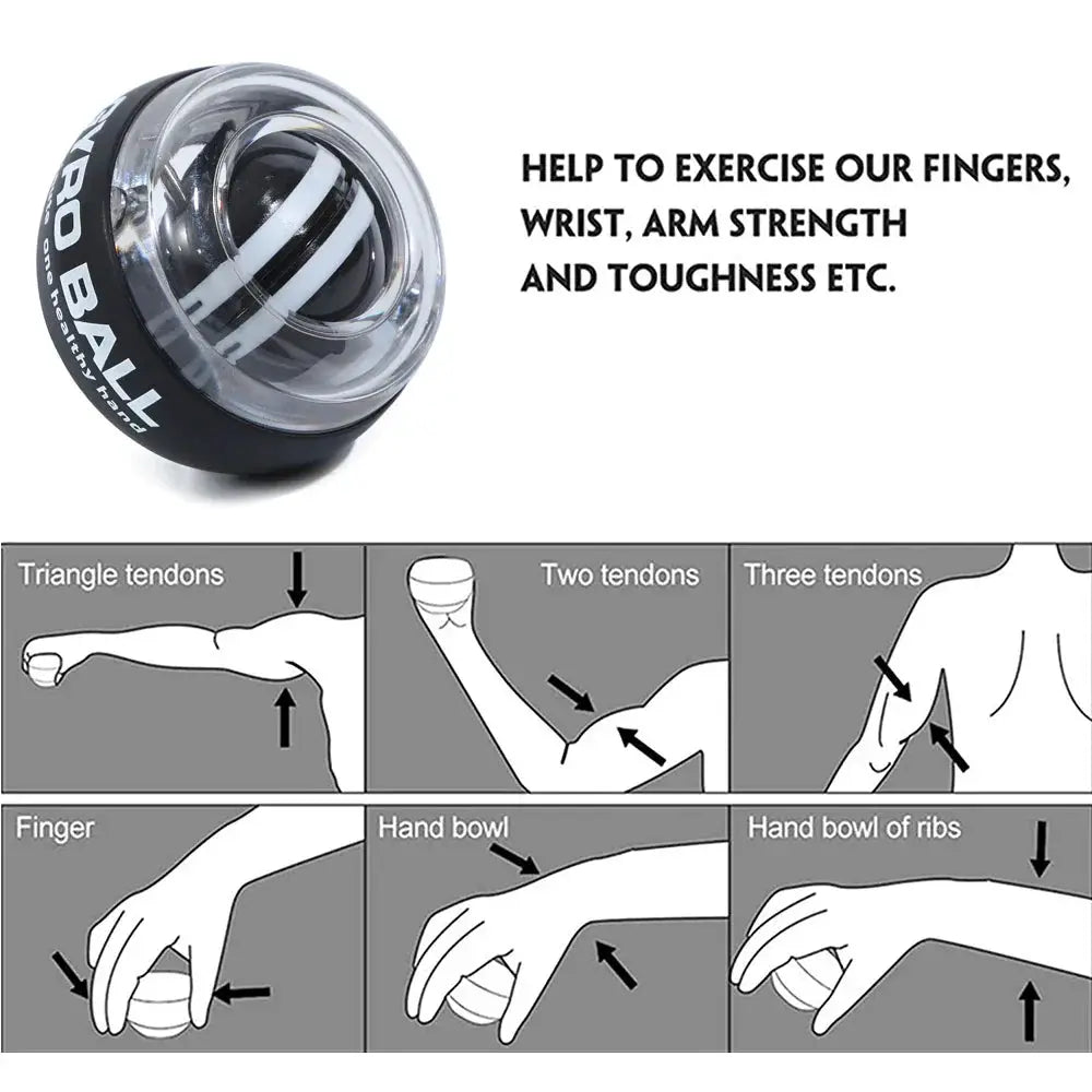 Self-Starting Wrist Gyro Ball Power Trainer - The Shopper Stop hand exerciser for forearm and wrist strength.