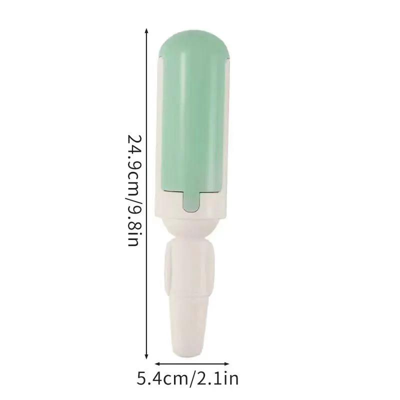 Stevvex Pet Hair Remover Brush, reusable double-sided self-cleaning base, green/white handheld.