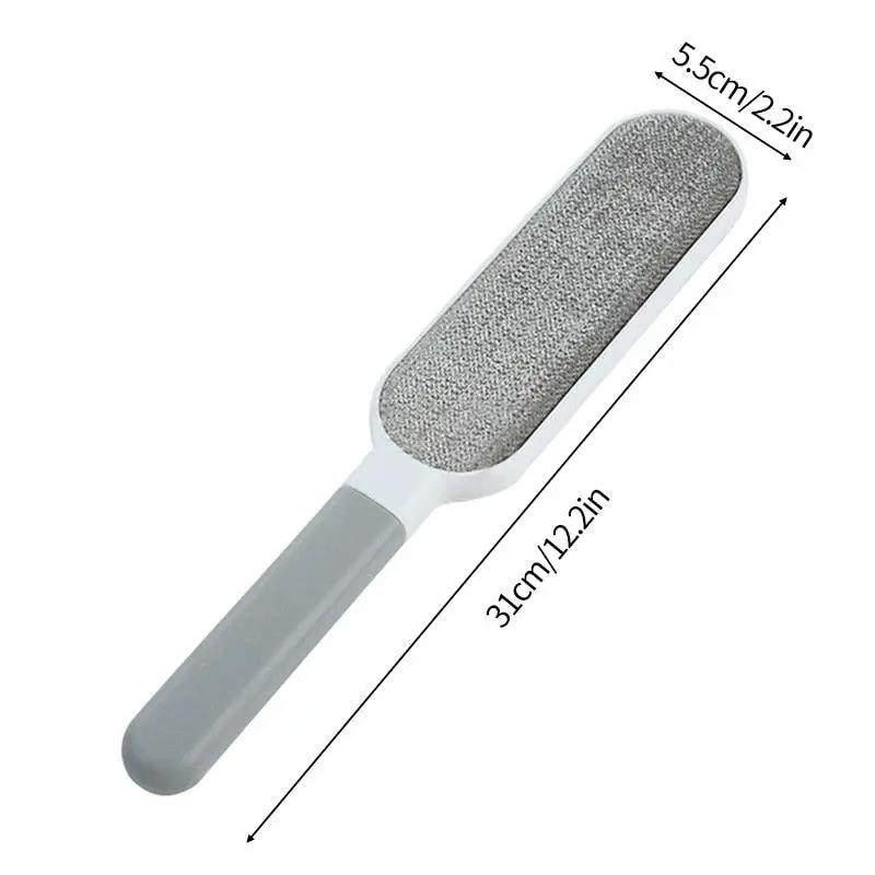 Stevvex Pet Hair Remover Lint Brush with Self-Cleaning Base, double-sided, grey handle, 31 cm long
