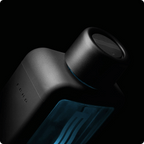 ECHO Flask hydrogen water bottle by Echo Water, black with blue accent ring and blue translucent display panel