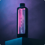ECHO Flask Hydrogen Water Bottle by Echo Water; black bottle with pink glow.