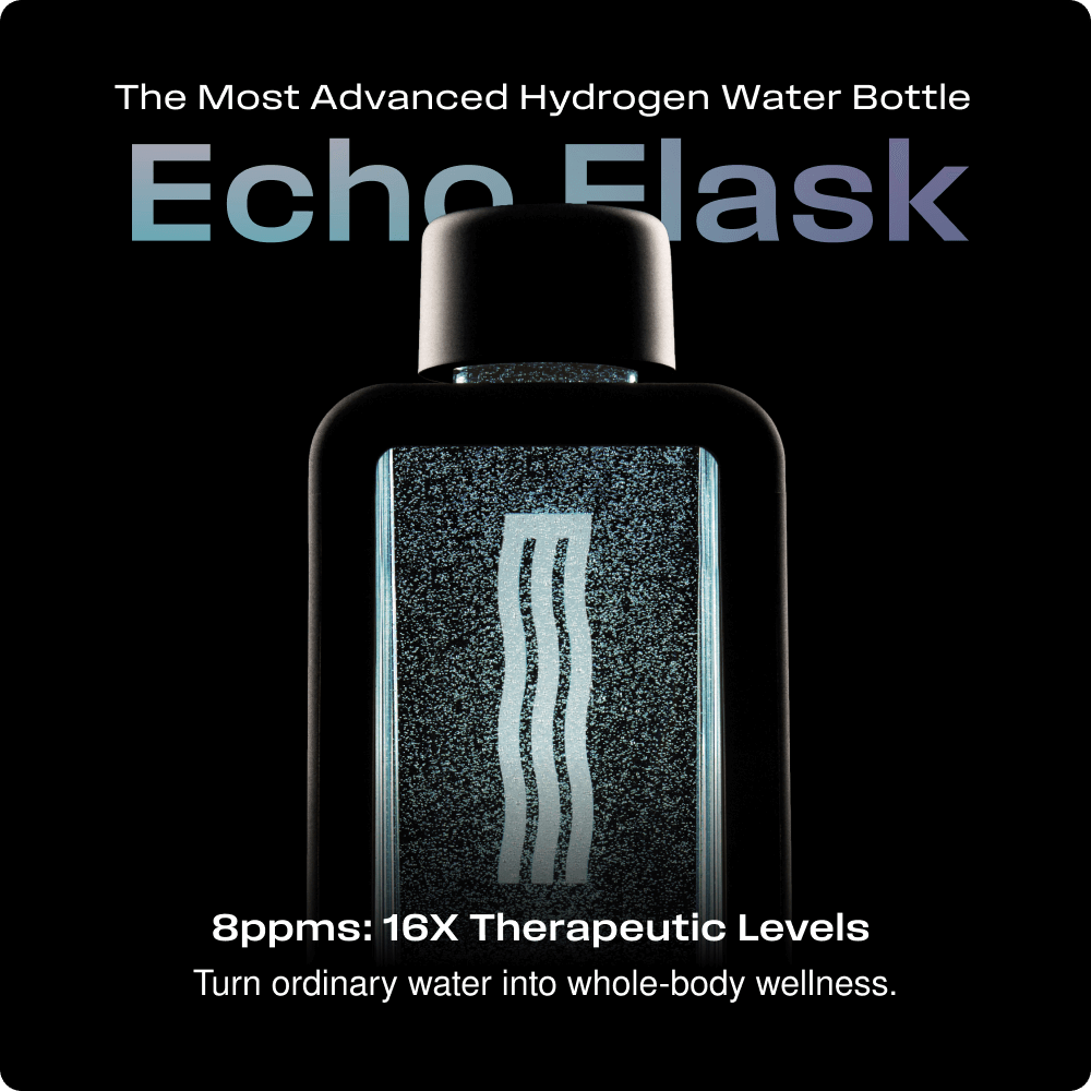 Echo Flask hydrogen water bottle by Echo Water; black frame with blue-tinted panel.