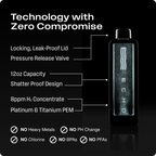 ECHO Flask Hydrogen Water Bottle by Echo Water; black bottle with blue panel, 12oz, PEM tech, no BPA or PFAs.