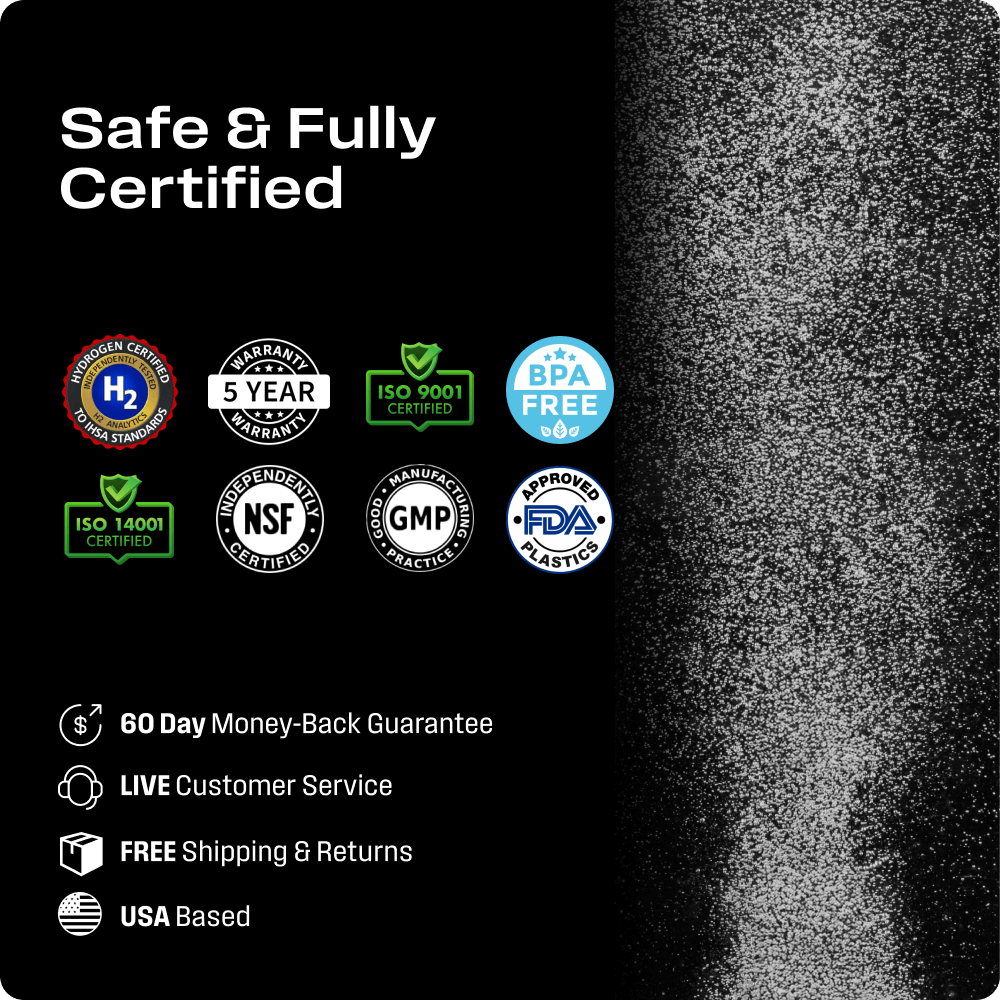 Echo Water ECHO Flask Hydrogen Water Bottle with multiple certification badges