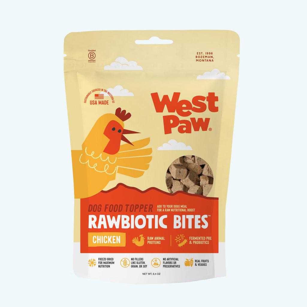 West Paw chicken Rawbiotic Bites dog food topper.