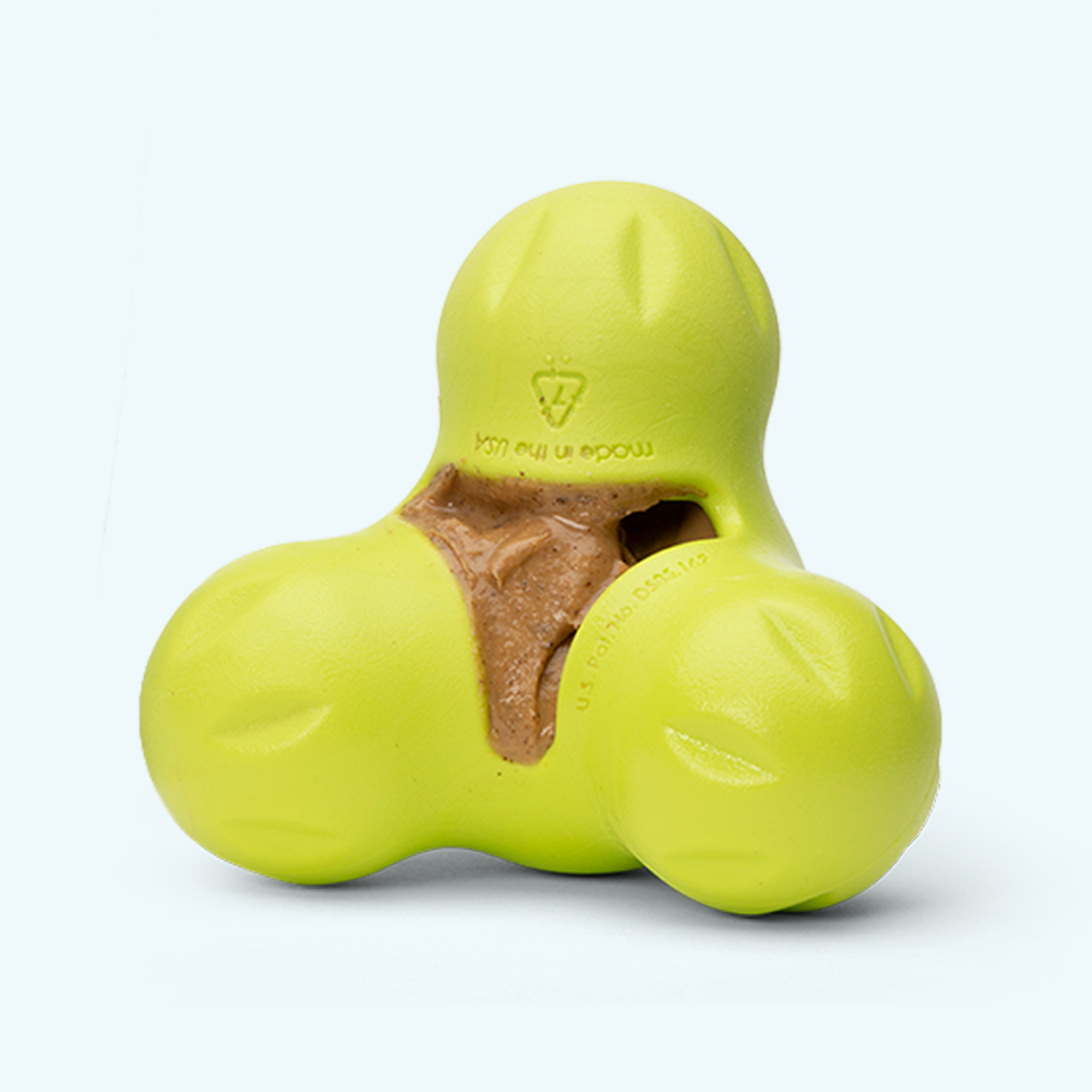 West Paw Tux three-lobe treat-dispensing dog toy.