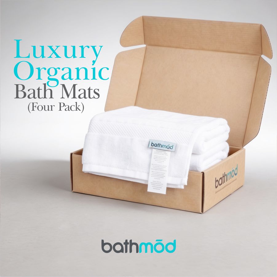 Luxury Organic Bath Mats four-pack in white by bathmod
