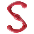 Bumi Ruby stretchy S-shaped dog tug toy in ruby red.