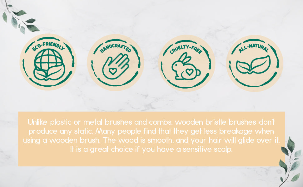 Bamboo Detangling Hair Brush With Natural Rubber Cushion 9 Inch by STATESIDE NOVA