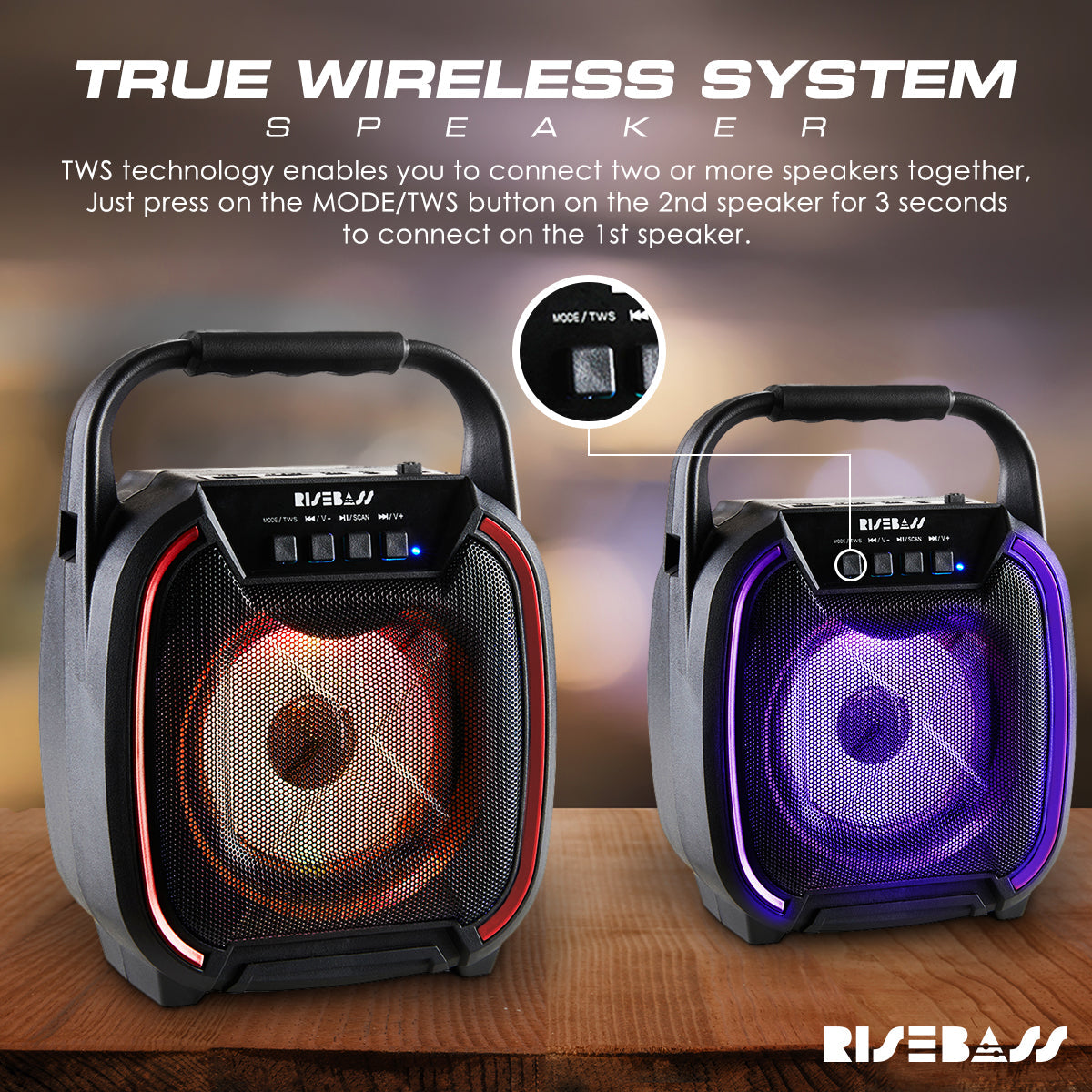 8 Inch 600W Portable Bluetooth Speaker With TWS And Light Up by STATESIDE NOVA