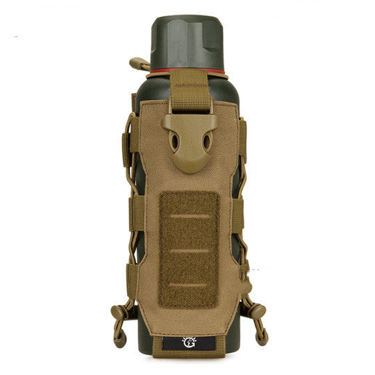Portable water bottle carrier bag with tan polyester sleeve and handle, Shopwithnoble.com