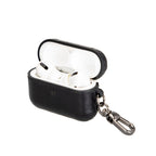 Black full-grain leather case for AirPods Pro.