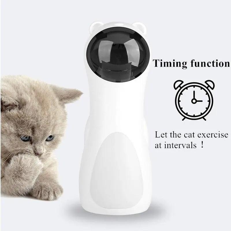 Stevvex ST80PTSD344 automatic cat teaser laser toy, white handheld with black dome for indoor pets