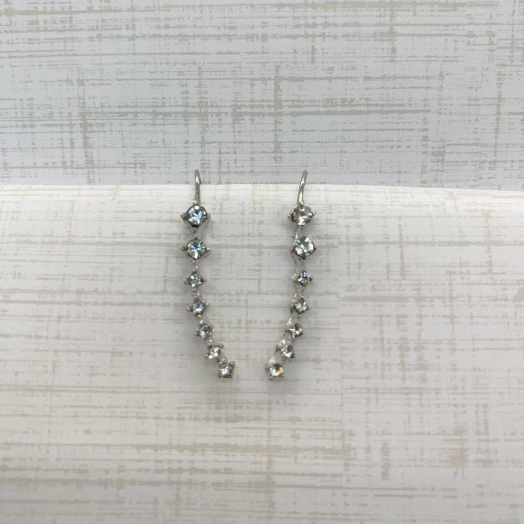 Eloisa Seven Diamond Drop Earrings In Stainless Steel With Rhinestones by STATESIDE NOVA
