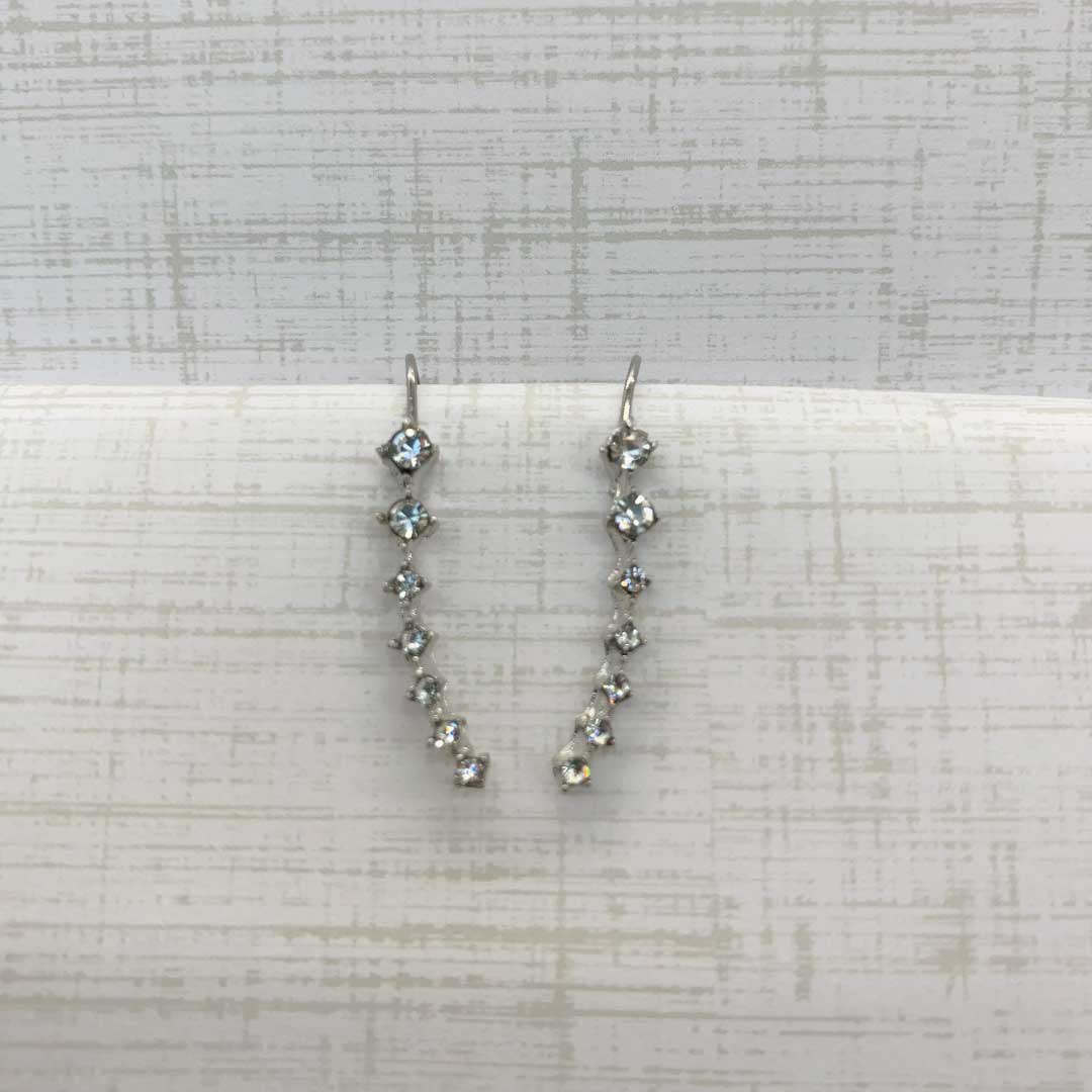 Eloisa Seven Diamond Drop Earrings In Stainless Steel With Rhinestones by STATESIDE NOVA