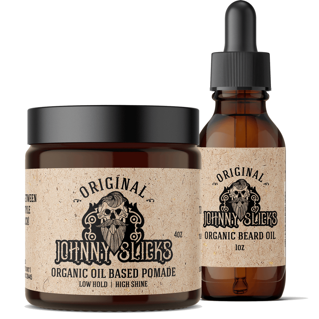 Beard Style Kit Featuring Organic Oil Based Pomade and Other Essentials for All Day Slick Look by Johnny Slicks