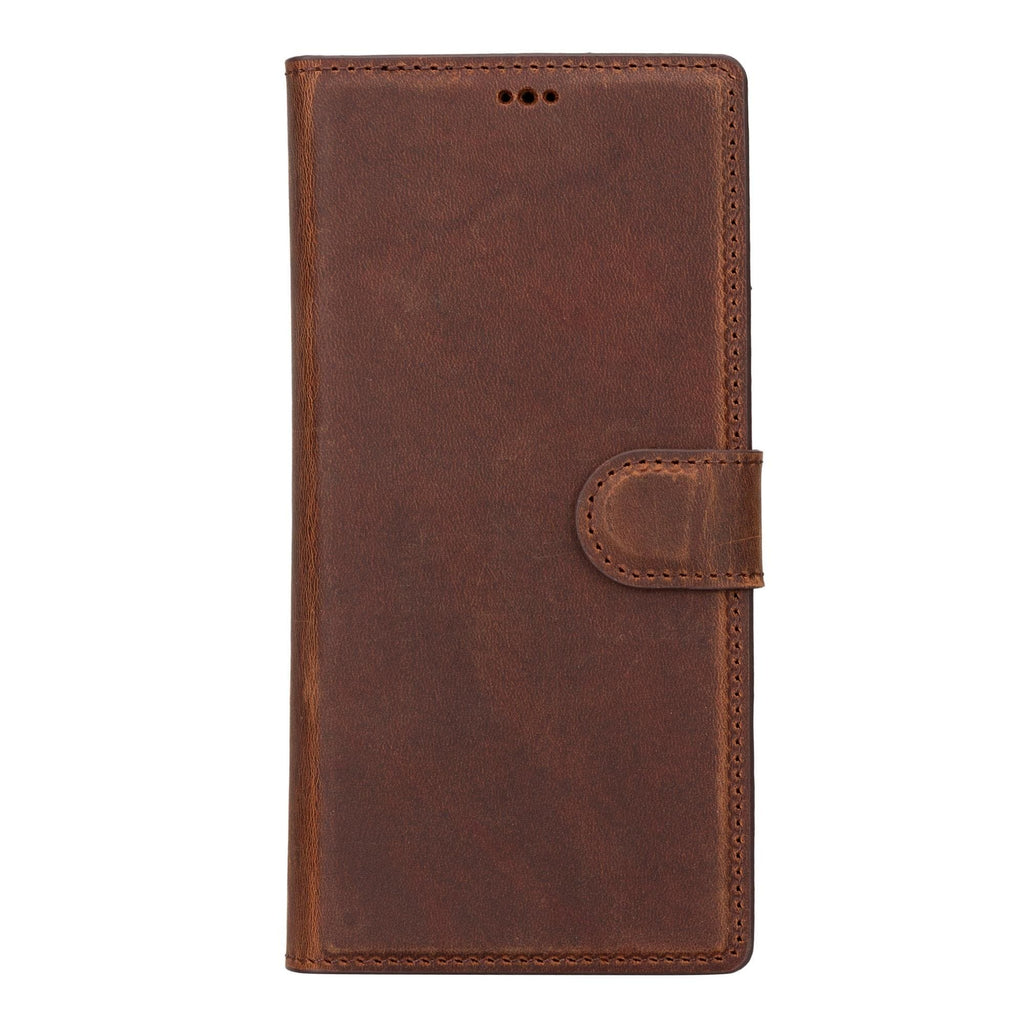 Antic brown leather Galaxy S23 Ultra wallet case.