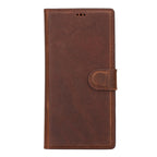 Antic brown leather Galaxy S23 Ultra wallet case.