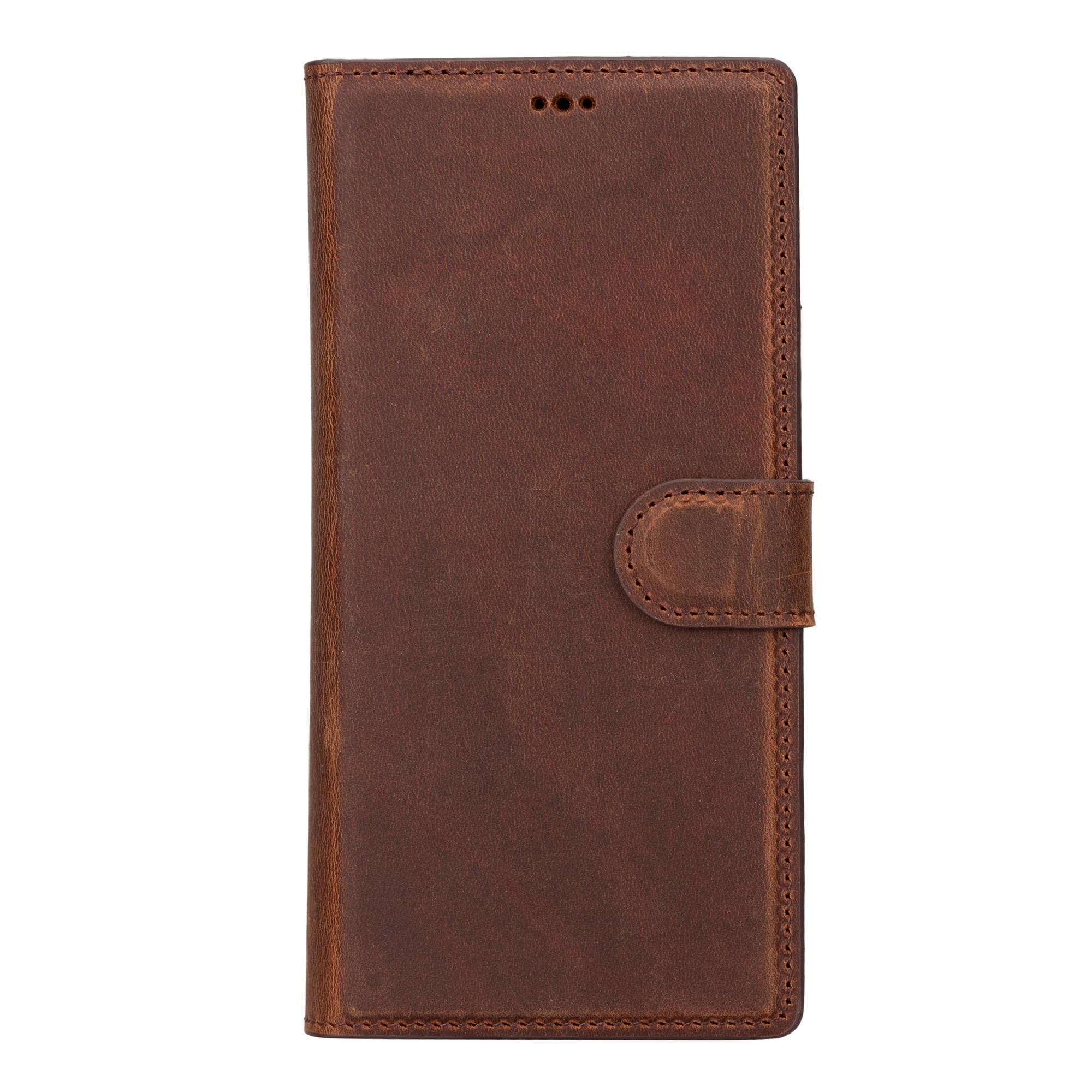 Antic brown leather Galaxy S23 Ultra wallet case.