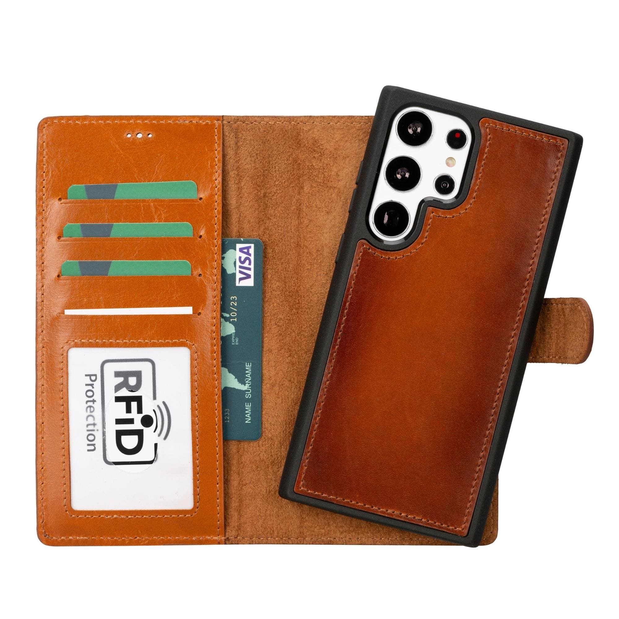 Buffalo detachable leather wallet case for Samsung Galaxy S23.