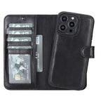 Black leather iPhone 11 Pro Max wallet case.