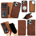 Antic brown TORONATA Casper leather MagSafe wallet case for iPhone 15 Pro Max.