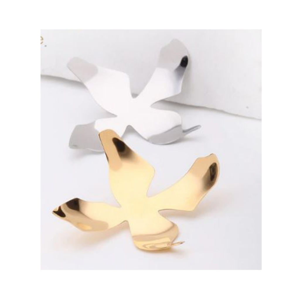 Amelia Floral Earrings Gold Silver Stainless Steel 1.5 Inch Post Back by STATESIDE NOVA