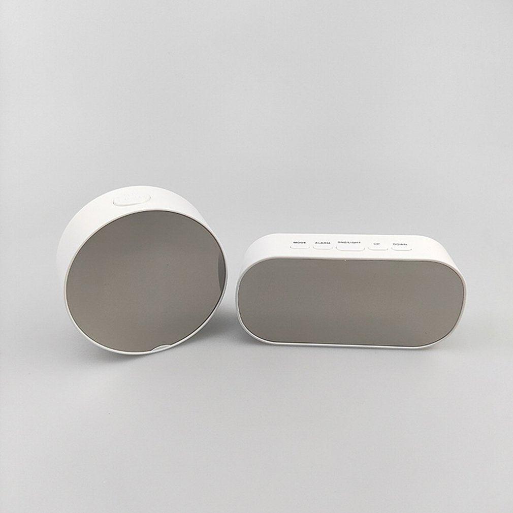 Stevvex 2-piece white digital alarm clocks set with mirror surfaces and large LED display
