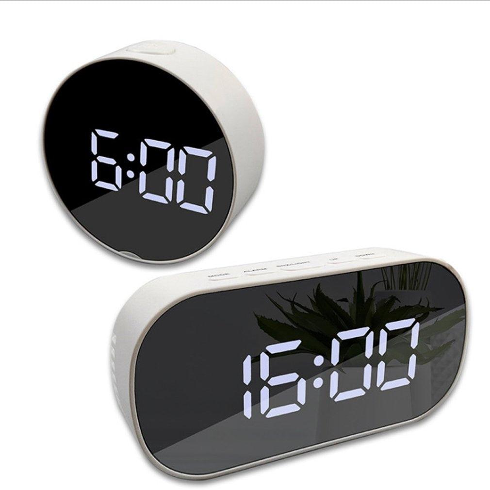 Stevvex Digital Alarm Clock with large LED mirror display, 3 brightness levels, dual USB