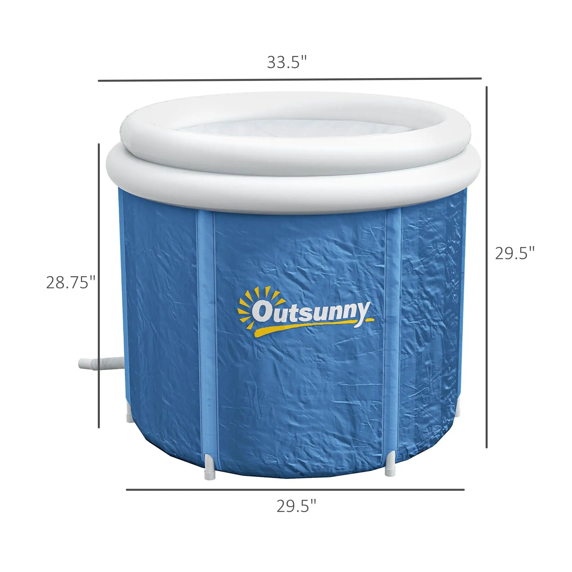 Cold plunge tub with thermo lid, portable ice bath in dark blue; Outsunny logo visible.