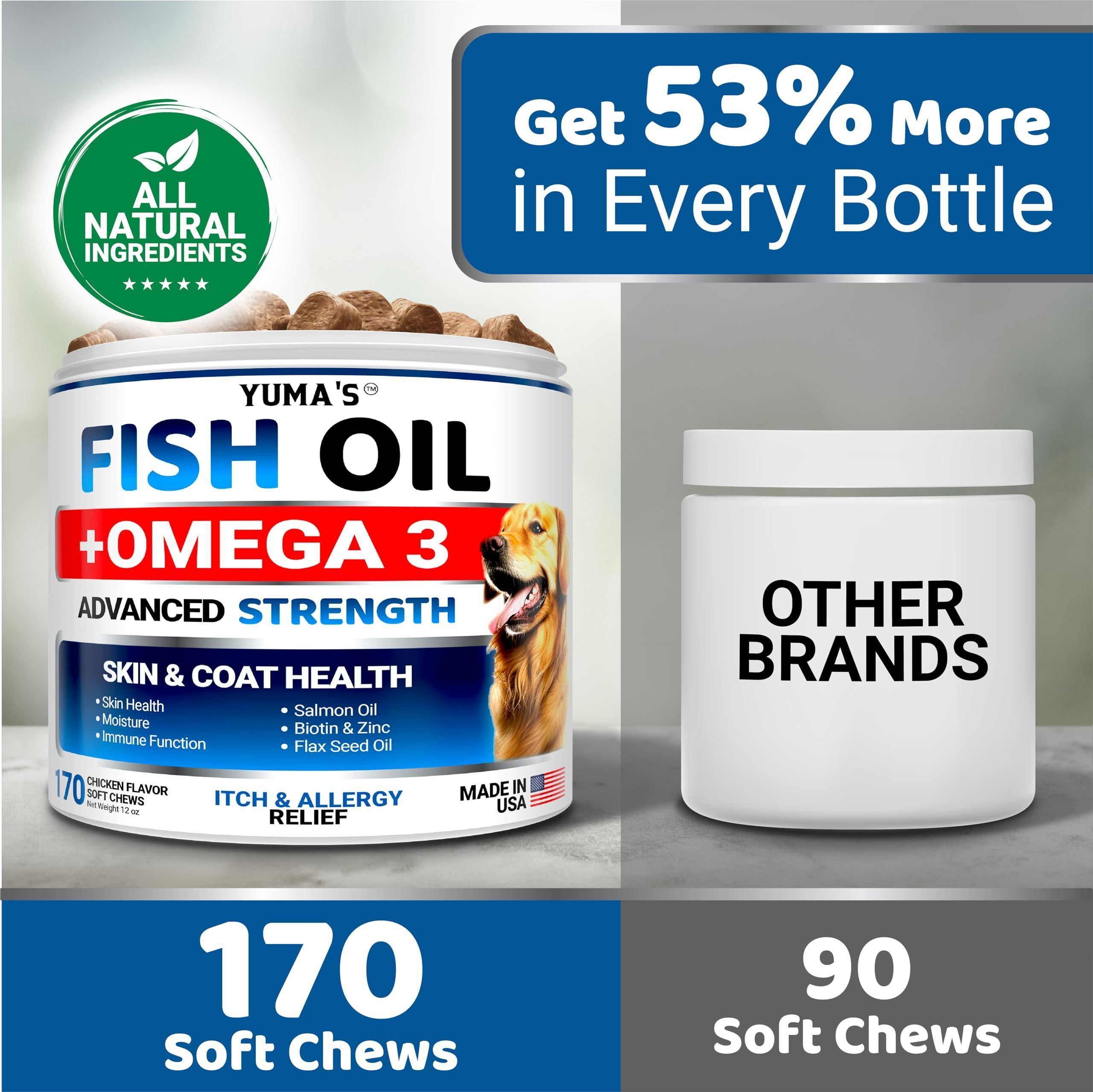 Omega 3 Fish Oil for Dogs Chews Skin and Coat Health by STATESIDE NOVA