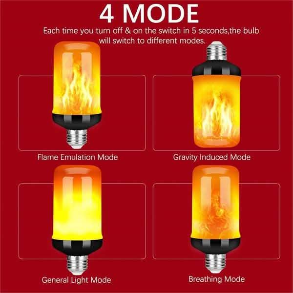 DailySale E27 LED Flame Effect Light Bulb - 4-mode indoor lighting with flame, gravity, general, breathing